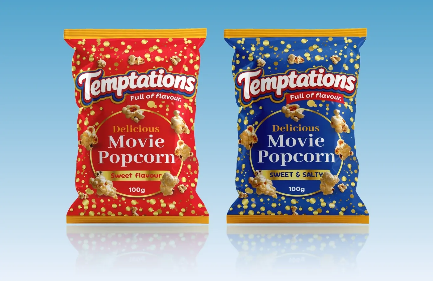 Temptations movie popcorn, sweet and sweet & salty